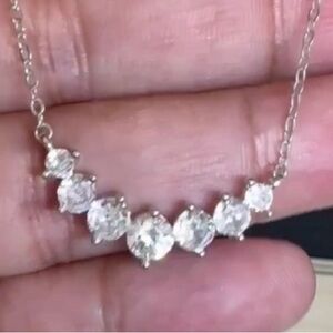 Sterling Silver Chain 15.5-7 “ length 7 beautiful CZ stones. Shiny